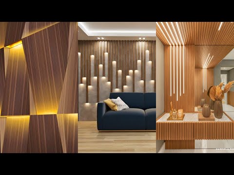 Wall Panel With LED Lights Design | WPC Accent Wall Home Interior |Wood Slat Wall Panels Living Room