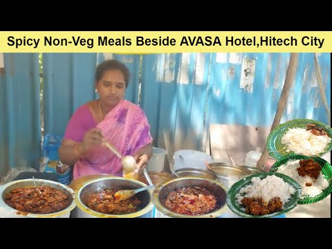 Cheapest Roadside Unlimited Meals | Hyderabad Women Selling Meals | Hard Working Lady Street Food