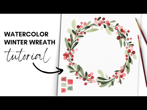 Easy Watercolor Winter Wreath | Step by Step Tutorial!