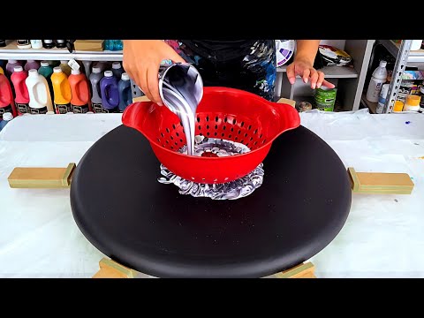 Pearl Colander Pour with a Twist! - Acrylic Painting Made Fun! - Acrylic Pouring