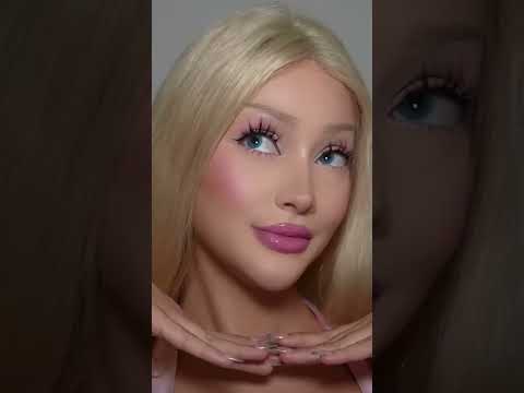 💖🩵 barbie doll makeup tutorial  💖🩵#makeup #makeuptutorial #makeuproutine #barbie #barbiemakeup