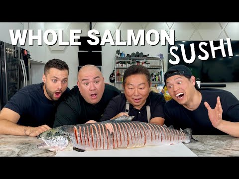 WORLD'S BIGGEST WHOLE SALMON SUGATA SUSHI! Feat: Bayashi TV, Max The Meat Guy, Guga Foods