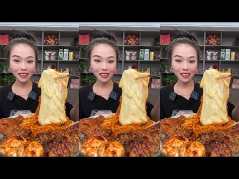 Spicy noodles mukbang