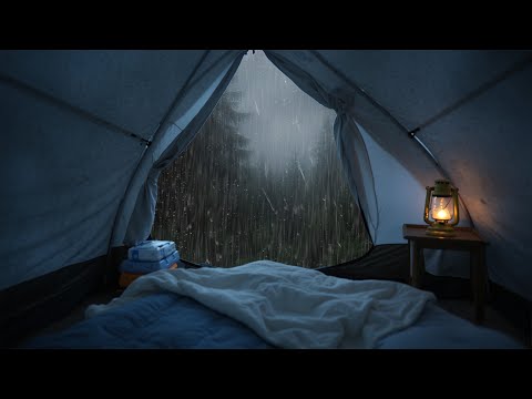 Heavy Rain on Tent in the Forest - Tranquil Nature Rain Sounds for Sleeping