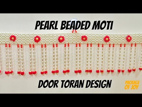 MOTI TORAN DESIGN PEARL BEADED TORAN DOOR HANGING TORAN DESIGN (RED & OFF WHITE)