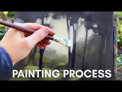 Serene plein air painting process (no talking) | Calming Forest Art with Classical Music