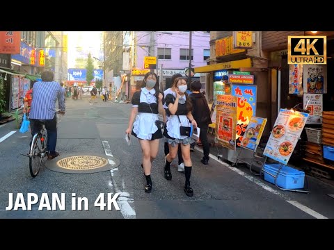 Tokyo's anime town is filled with maid cafe girl. Akihabara［4K］