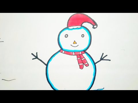 Snowman drawing/ how to draw Snowman/Drawing of Snowman