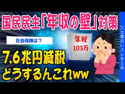 【2ch考えさせられるスレ】国民民主党の「年収の壁」対策！7兆6000億円減税…どうするんこれｗｗ【ゆっくり解説】