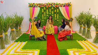 Haldi ceremony Decoration - Yellow Green Theme - Wedding makeover #wedding #party #decor #haldi