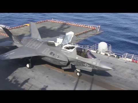 USMC F-35B conducts SHORT TAKE-OFF from Amphibious Ship USS WASP (LHD-1)