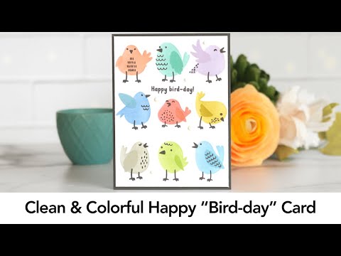 Clean & Colorful Happy "Bird-Day" Card