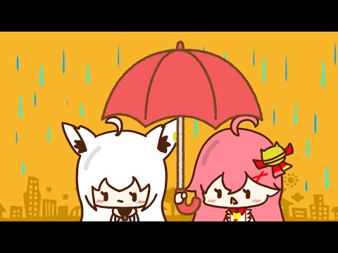 【手描き/白上フブキ/さくらみこ】フブさんと相合傘がしたいみこさん