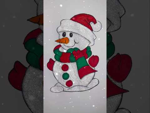 Snowman glitter drawing #rifanaartandcraft#art #shorts