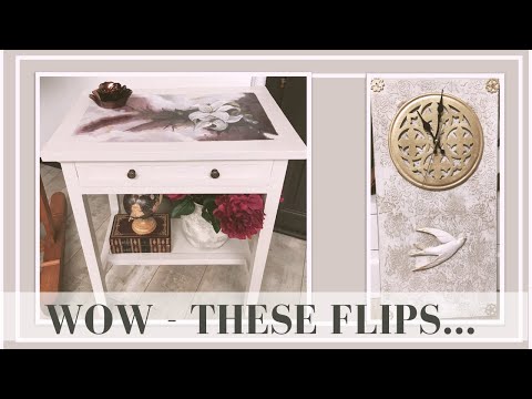 THRIFT FLIP IDEAS - HUGE TRANSFORMATION OF SIDE TABLE- TRASH TO TREASURE WALL CLOCK