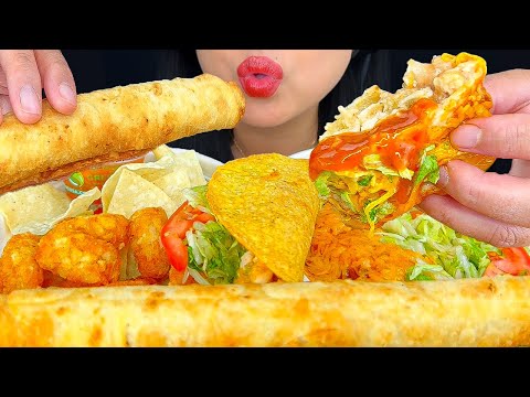 ASMR FRIED BURRITO, WET BURRITO, CRUNCHY TACO & TATER TOTS FROM TACO TIME | MUKBANG | ASMR Phan