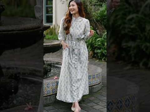 Beatrice Clothing Amina Maxi Dress Dress Wanita Satin Motif Lebaran Lengan Panjang#beatriceclothing