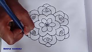 11*6 dots rangoli|beautiful flower 🌼 rangoli design|daily rangoli|simple rangoli