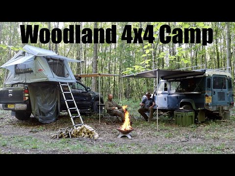 4x4 Vehicle Based Overnight Camp in the Woods.  Defender Camper.  Campfire Cooking.