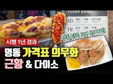 냉동 만두 3개 5천원이요..? 명동 길거리 음식 근황부터, 다이소 구경까지😎 │ 명동 가격표 의무화 핫도그 만두 계란빵 먹방 물가 후기