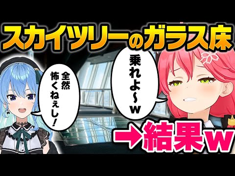 スカイツリーのガラス床を楽しむミコメットｗ【ホロライブ切り抜き/さくらみこ/星街すいせい/不知火フレア/白銀ノエル/尾丸ポルカ】