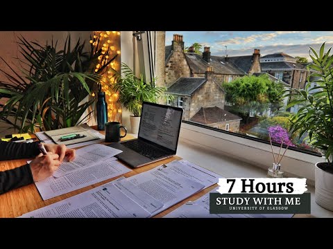 7 HOUR STUDY WITH ME | Background noise, 10 min Break, No music, Study with Merve