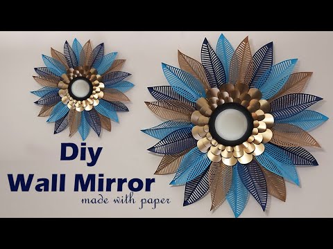 DIY Wall Mirror made with paper l l Wall mirror decoration ideas