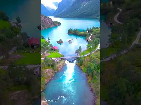 Norway - Aerial nature footage of Lake Lovatnet - 12K Scenic Relaxation Film #traveling #world