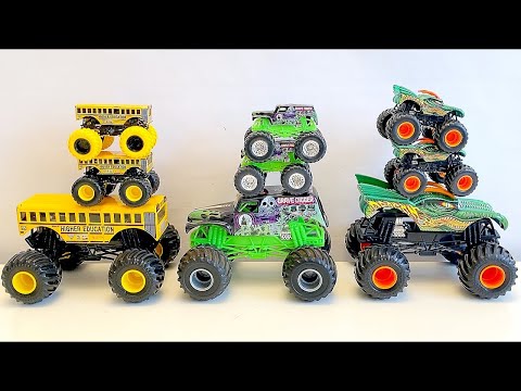 MONSTER JAM SMASH & CRASH | GRAVE DIGGER | HIGHER EDUCATION | HOT WHEELS MONSTER TRUCKS | DRAGON