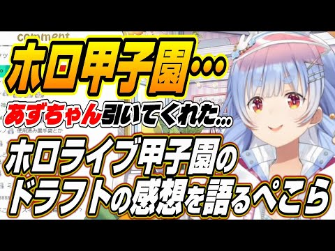 【ホロライブ切り抜き/兎田ぺこら】ホロライブ甲子園のドラフトを見た感想を語るぺこーら【AZKi/天音かなた/博衣こより/一条莉々華】