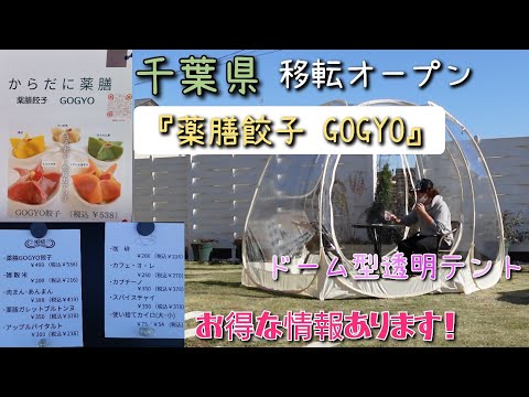 【お得な情報あり】千葉県茂原市11 月に移転オープン！知る人ぞ知る『薬膳餃子 GOGYO』さんに行って来ました。ゆったりできるドーム型の透明テント！