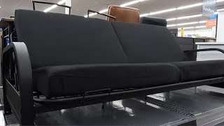 MAINSTAYS METAL ARM FUTON WITH 6 INCH MATTRESS CLOSER LOOK WALMART SHOP SHOPPING FURNITURE SOFAS