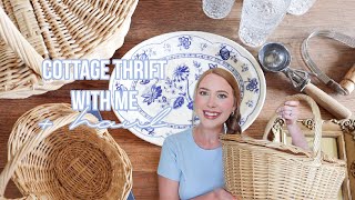 HUGE COTTAGE THRIFT WITH ME 2024 | THRIFTING FOR COTTAGE HOME DECOR 🩵