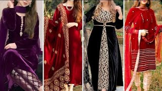 Top stylish velvet dresses for partywear||latest velvet suit designs ideas for girls