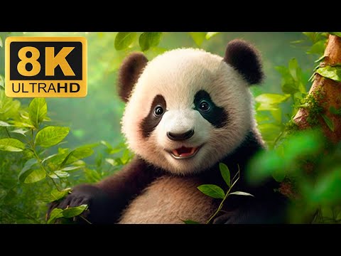 PANDA ANIMALS - 8K (60FPS) ULTRA HD - With Relaxing Music (Colorfully Dynamic) - SEND HT