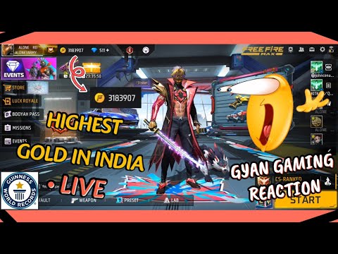 WORLD RECORD HIGHEST FF GOLD IN INDIA 3.20 MILLION || #freefirelive #alonerehan #live #gyangaming ||