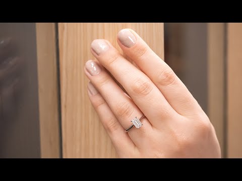 Emerald Cut Diamond Solitaire with Delicate Band | The Village Goldsmith