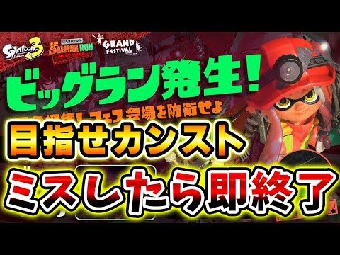 【ビッグラン】失敗したら即終了サーモンラン！奇跡のノーミスカンスト達成なるか？グランドフェスティバル会場【スプラトゥーン3】#スプラ3#ライブ配信