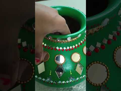 Waste Matka Decoration Idea #YouTubeshort#viral#kundanandglasswork#Bestoutofwaste#Creation#trending