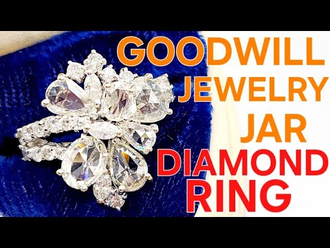 GOODWILL JEWELRY JAR TO PAWN SHOP SCORE 18K GOLD DIAMONDS ANTIQUE  SWAN RING #thrifting #myths #gold