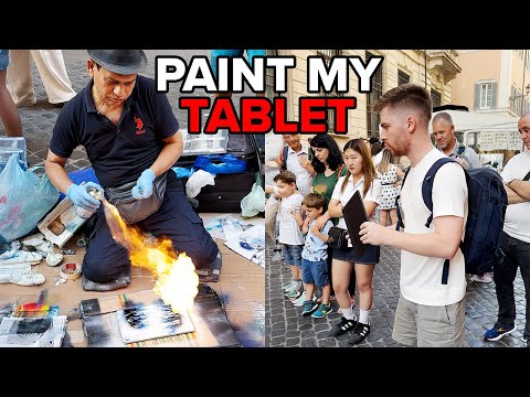 ROME STREET ARTIST PAINTS A SAMSUNG TABLET