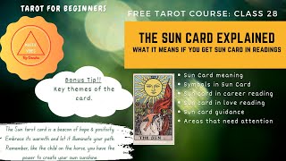 The Sun Card Explained | Tarot for beginners #freetarotcourse #easytarot #tarotreadingforbeginners