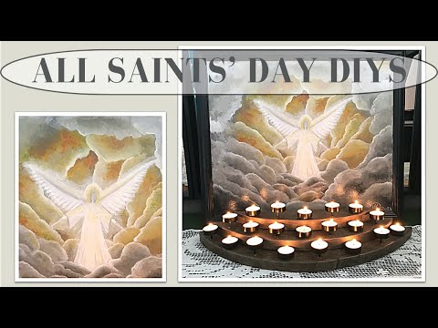 ALL SAINTS' DAY DIYS - WOODEN CANDLE HOLDER - ANGEL PAINTING