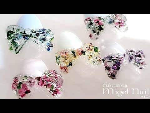 ドライフラワーリボン ネイルパーツの作り方 ♡ Dried flower ribbon nail ♡