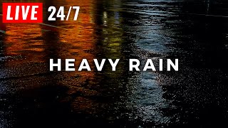 🔴 Heavy Rain to Sleep FAST - Stop Insomnia, Block Noise with Rainstorm