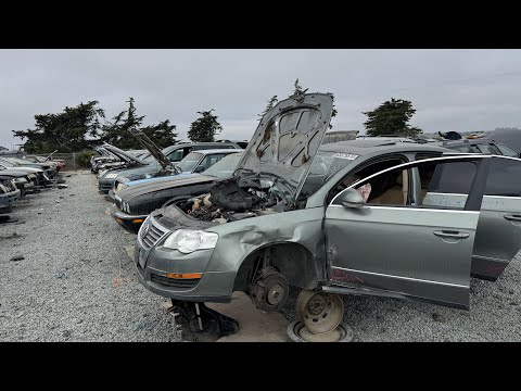 Tour of European Car Section at Junkyard near Monterey California - Mercedes BMW Volvo VW Jaguar