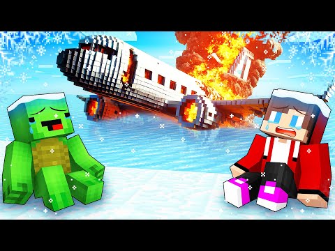 Mikey & JJ Survive The AIRPLANE CRASH IN THE ARCTIC in Minecraft (Maizen)