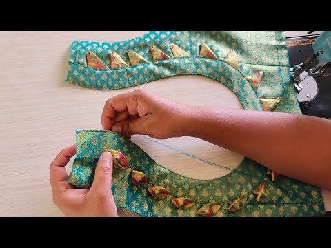 Simple and easy designer blouse back neck design | Cutting and stitching back neck design