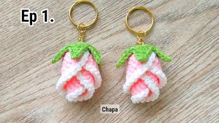 Ep1. Flower🌹Easy Crochet Mini Rose Keychain Tutorial step by step | Crochet Flower Keychain