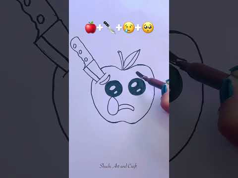 Mixed emoji drawing 🍎+🔪+😢+😢 #youtubeshorts #shorts #viralvideo